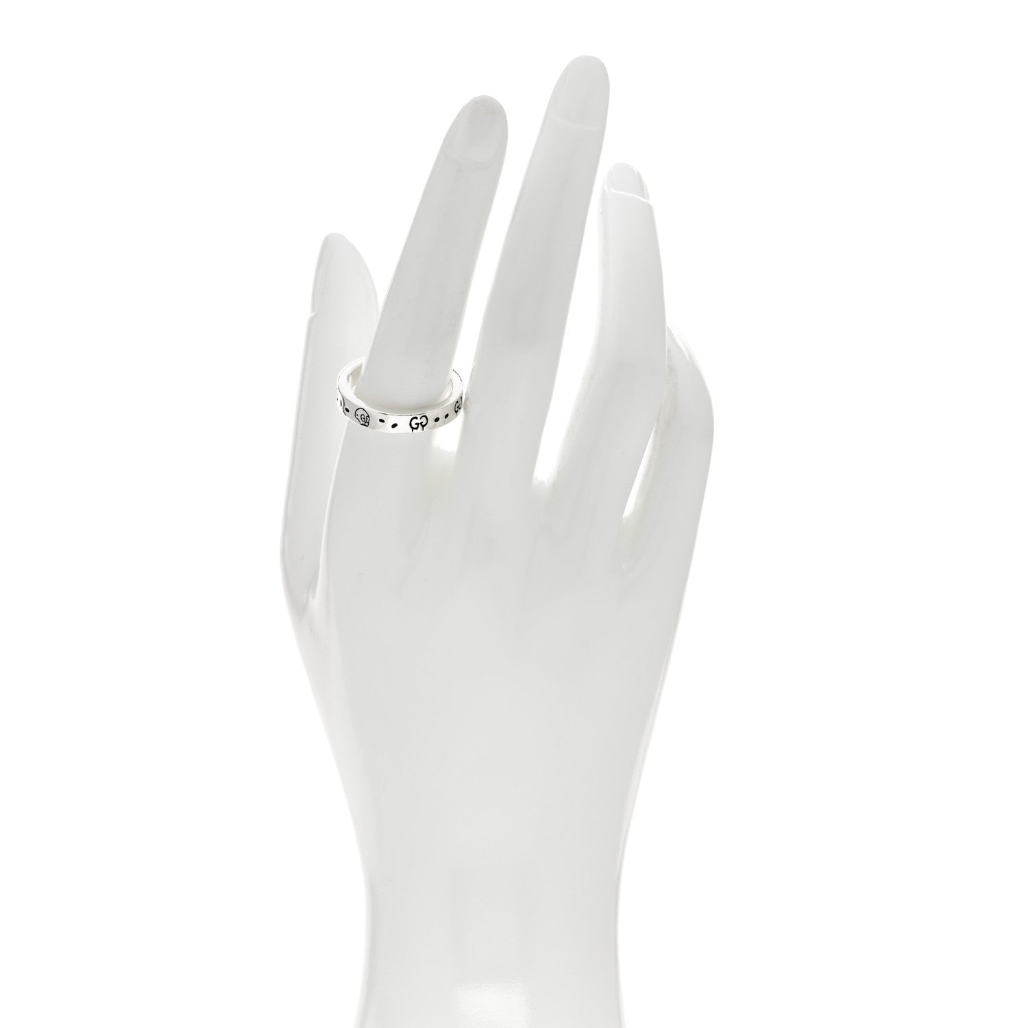 Gucci Sterling Silver GucciGhost Hamlet Skull Narrow Ring 58 8.5 2 of 4