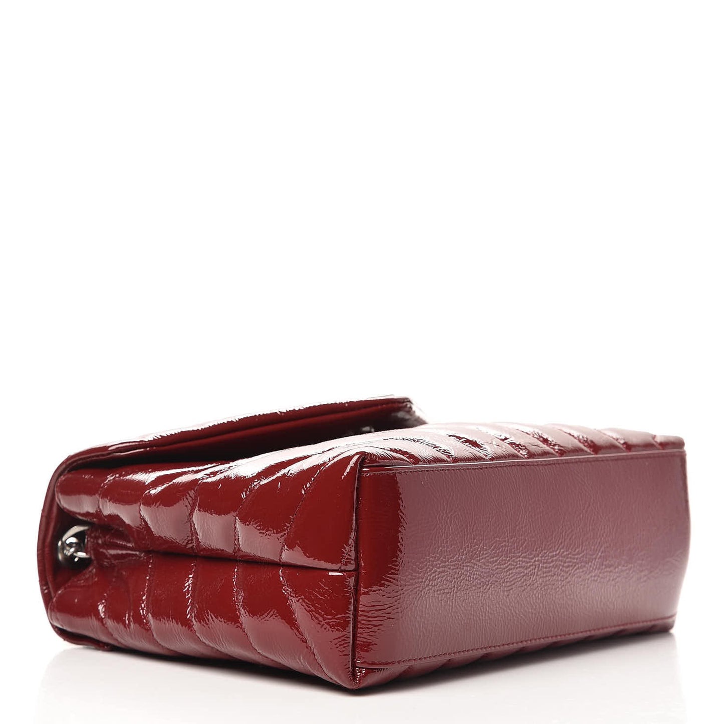 Patent Y Quilted Monogram Small Loulou Chain Satchel Burgundy