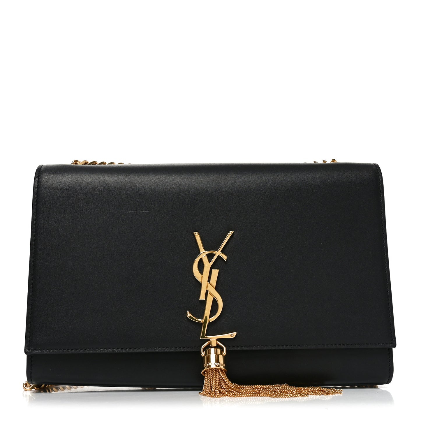 Smooth Calfskin Medium Classic Monogram Kate Tassel Satchel Black