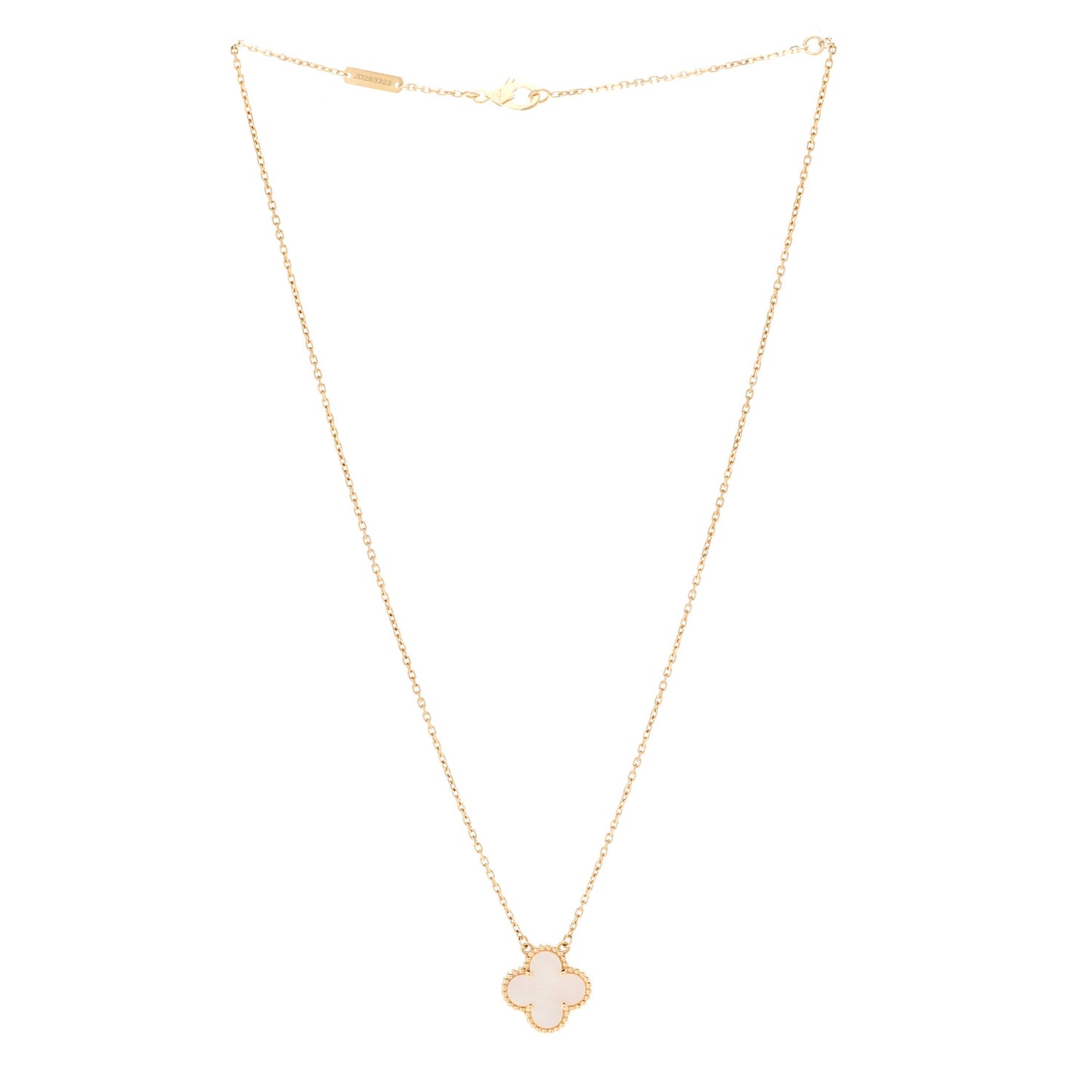 18K Yellow Gold Mother of Pearl Vintage Alhambra Pendant Necklace