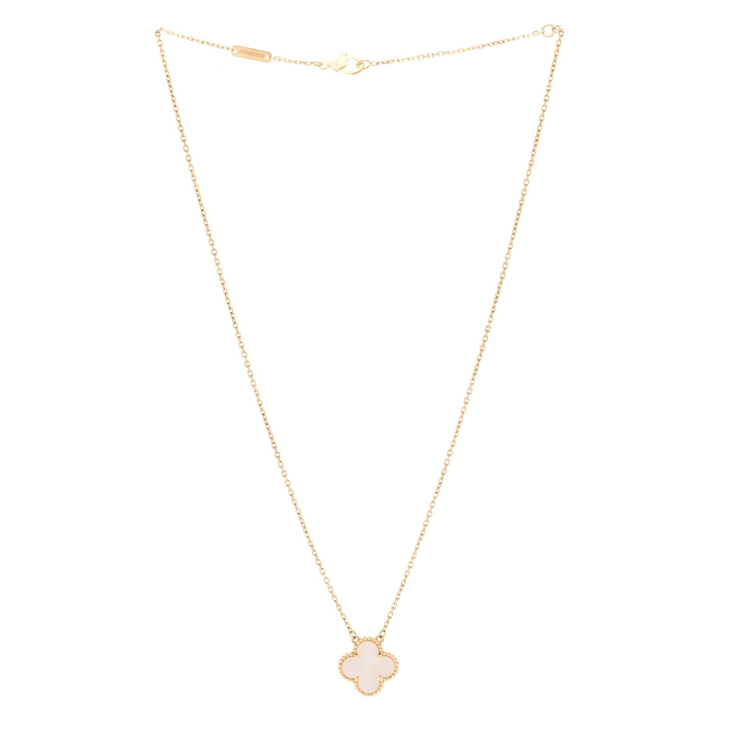 Van Cleef & Arpels 18K Yellow Gold Mother of Pearl Vintage Alhambra Pendant Necklace 3 of 5