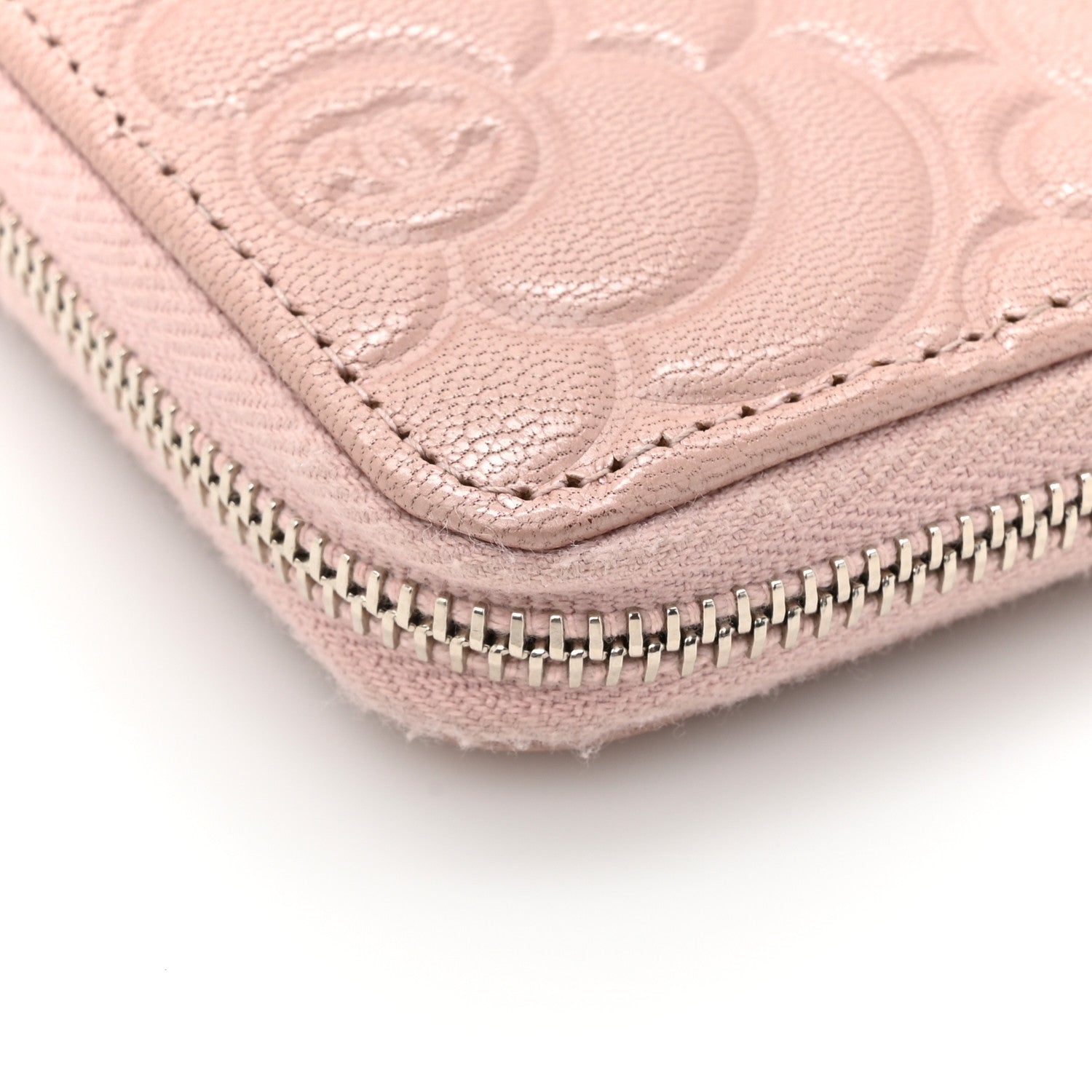 Chanel Caviar Camellia Embossed Medium Zip Around Wallet Light Pink 9 of 11