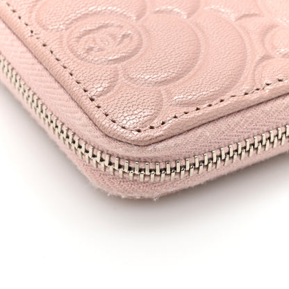 Chanel Caviar Camellia Embossed Medium Zip Around Wallet Light Pink 9 of 11