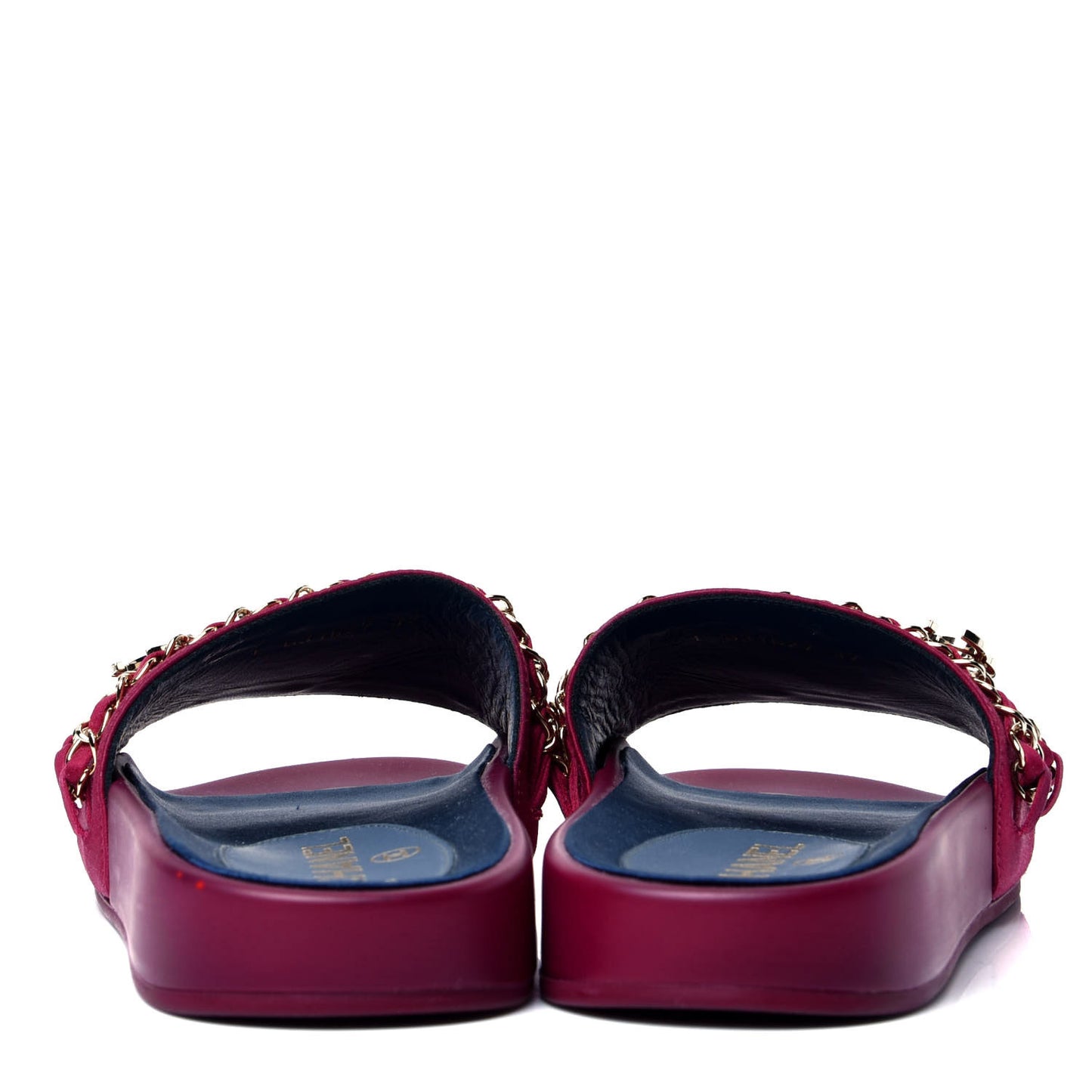 Satin Chain Flat Sandals 37 Dark Fuchsia