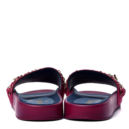 Chanel Satin Chain Flat Sandals 37 Dark Fuchsia 4 of 6