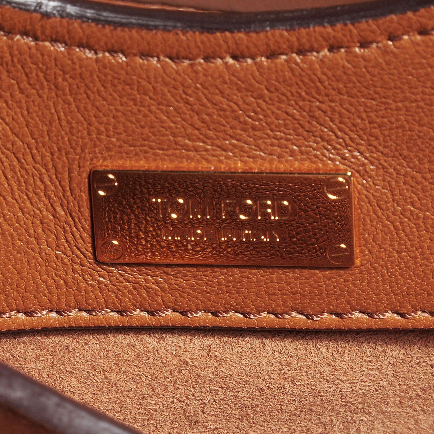 Tom Ford Ramskin Large Alix Padlock and Zip Shoulder Bag Caramel 7 of 9