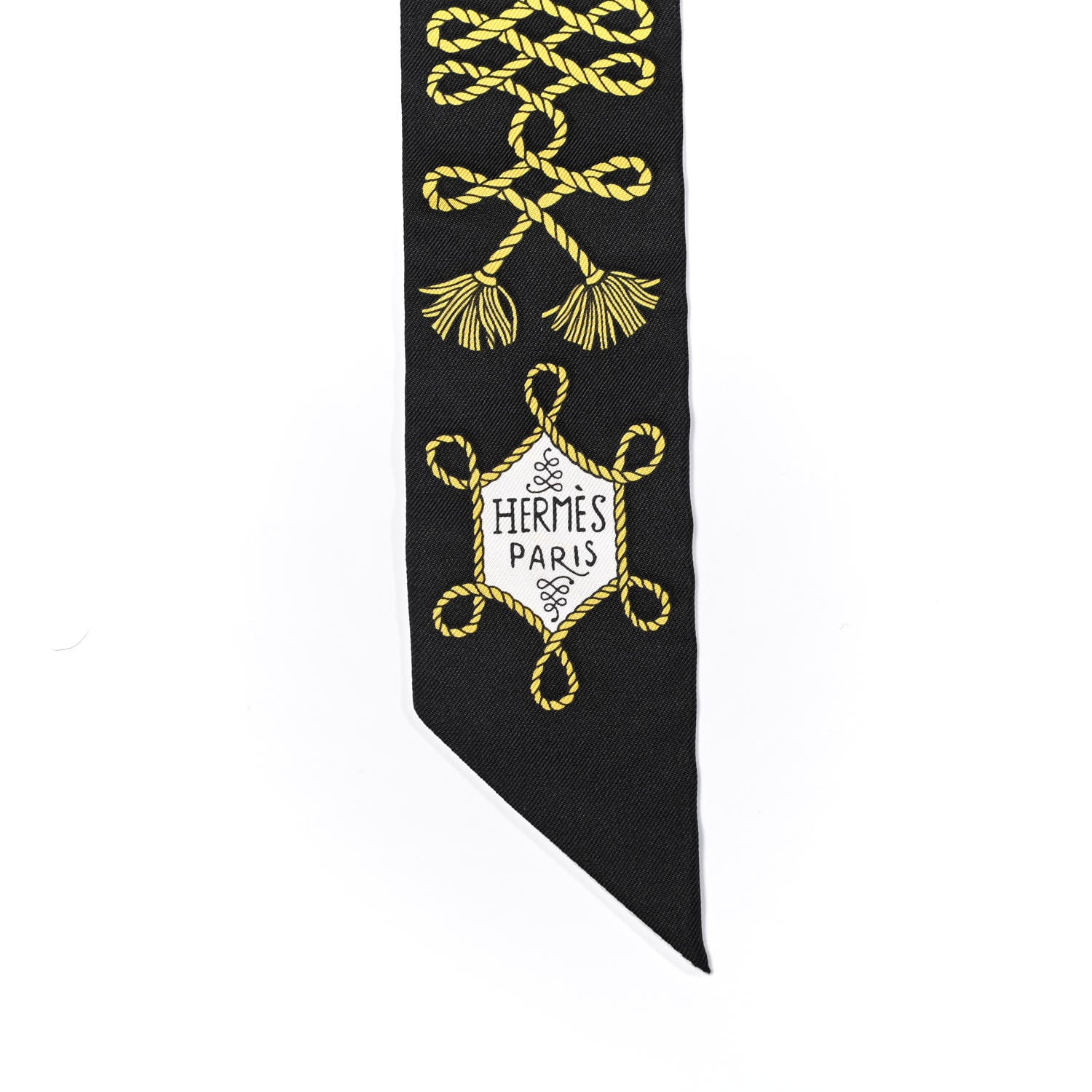 Hermes Silk Galons Et Brandebourg Twilly Black Gold White 4 of 4