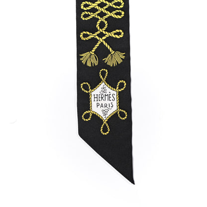 Hermes Silk Galons Et Brandebourg Twilly Black Gold White 4 of 4
