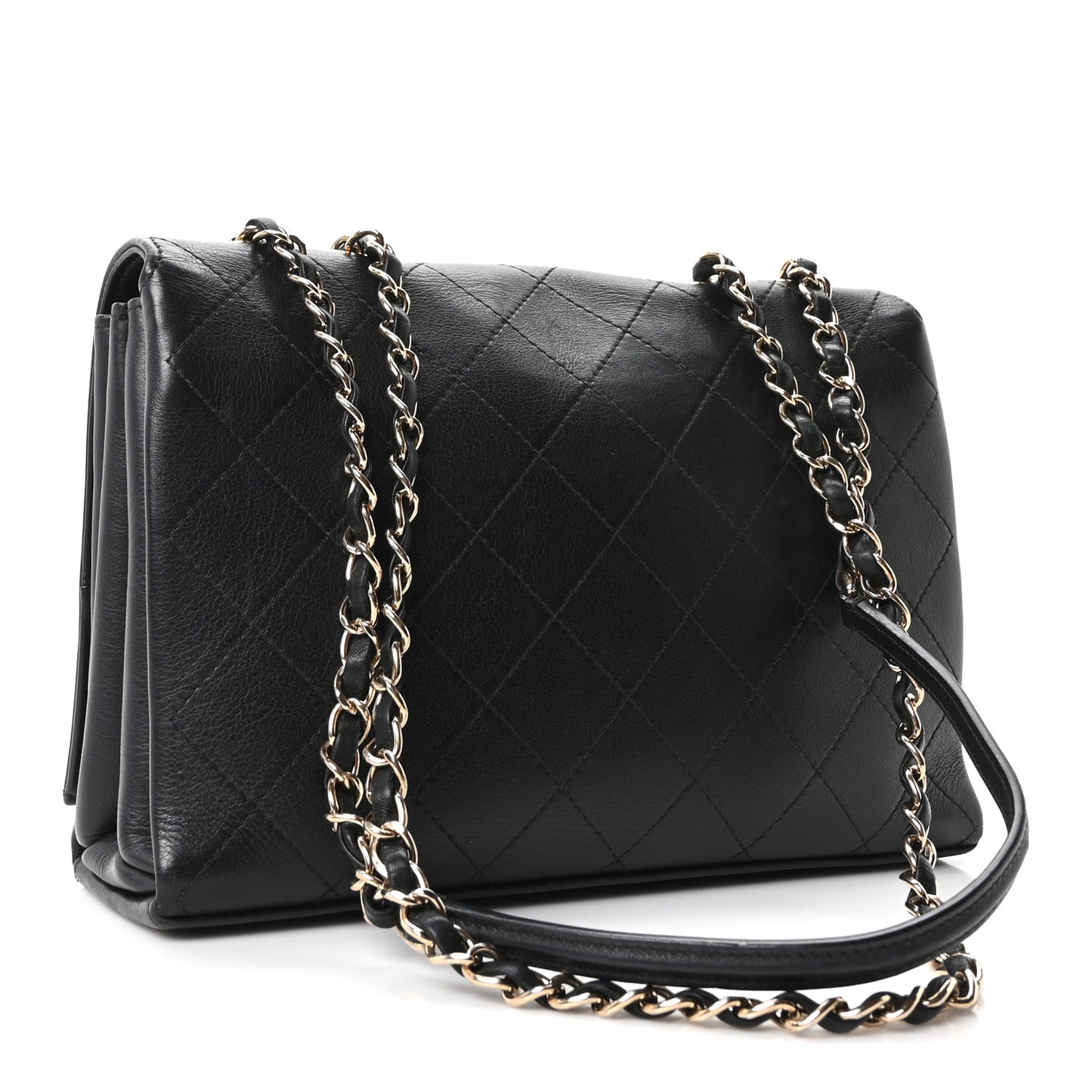 Calfskin Stitched Large Flap Black