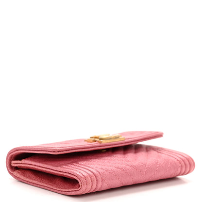 Chanel Caviar Chevron Quilted Boy Flap Card Holder Wallet Pink 4 of 10