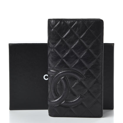 Chanel Aged Calfskin Quilted Cambon Yen Wallet Black 10 of 10
