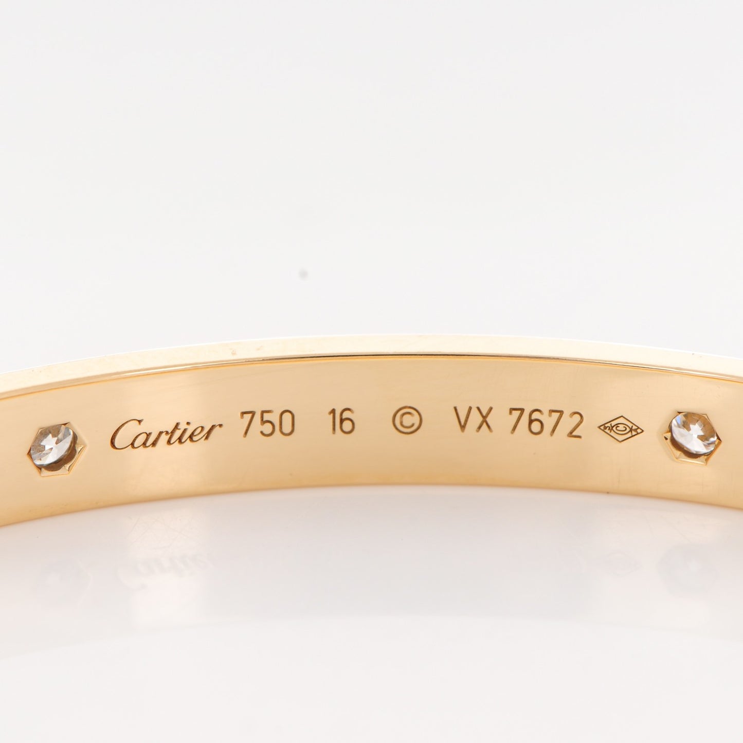 18K Yellow Gold 4 Diamond LOVE Bracelet 16