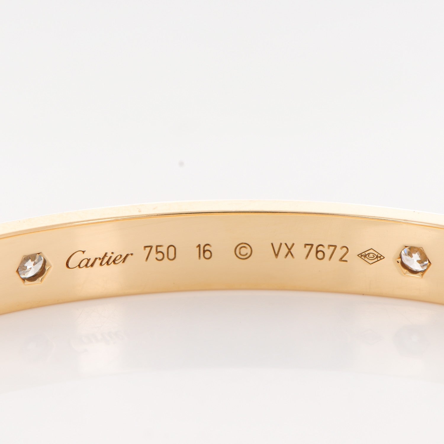 Cartier 18K Yellow Gold 4 Diamond LOVE Bracelet 16 5 of 6