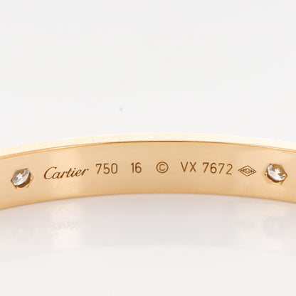 Cartier 18K Yellow Gold 4 Diamond LOVE Bracelet 16 5 of 6