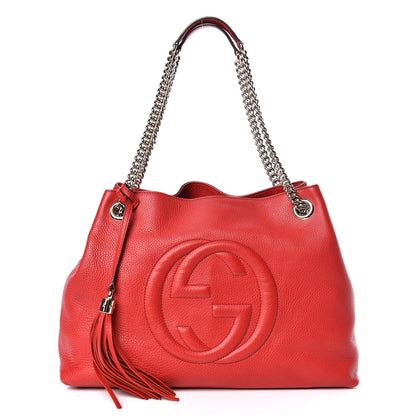 Gucci Pebbled Calfskin Medium Soho Chain Shoulder Bag Tabasco Red 1 of 9