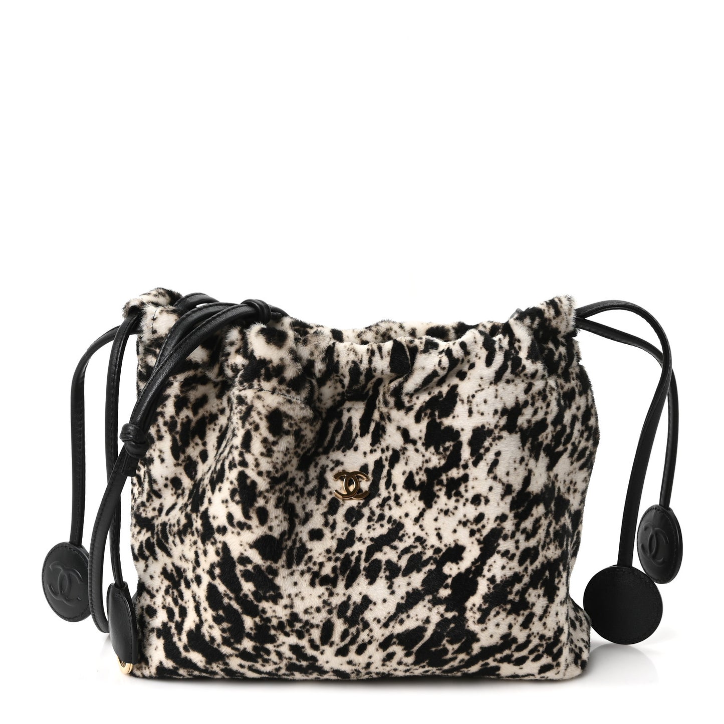 Pony Hair Printed Chic Lady Shoulder Bag  White Black