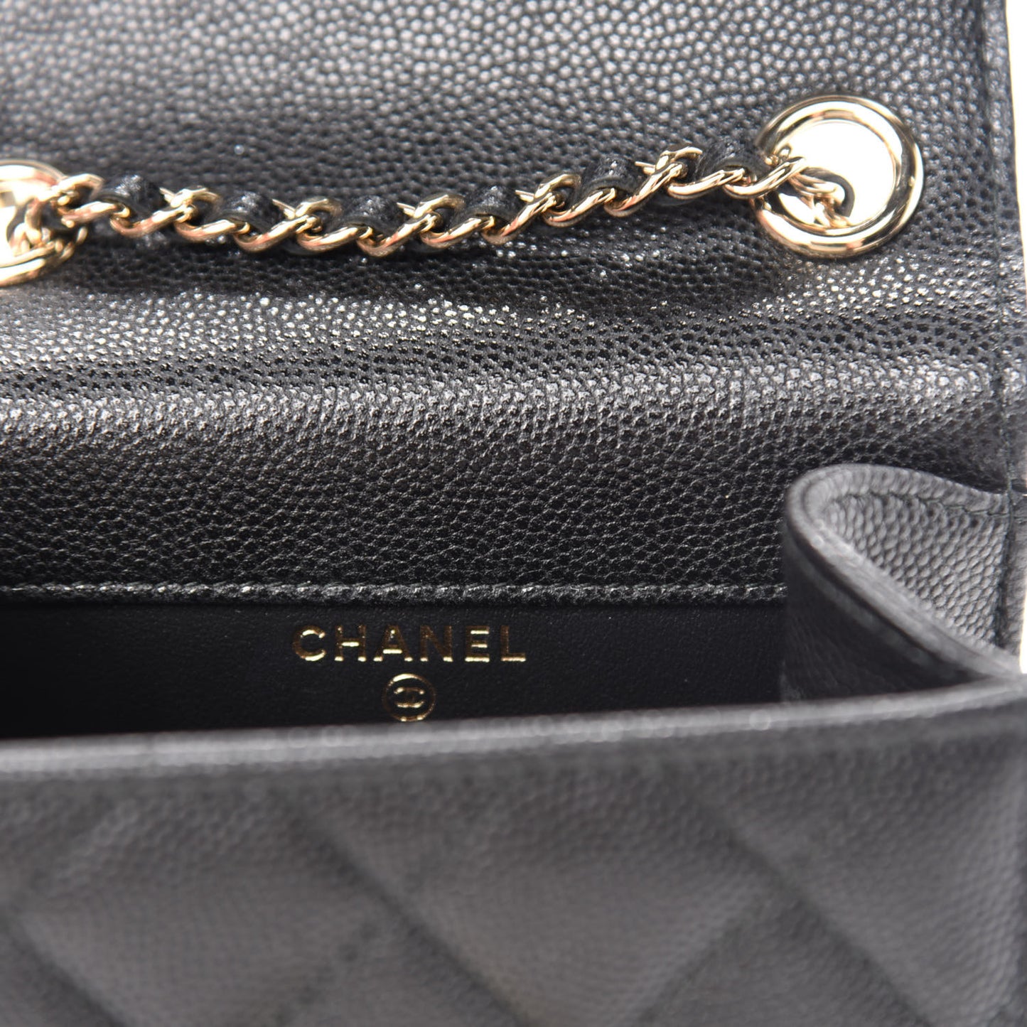 Caviar Quilted Golden Class Phone Holder Black