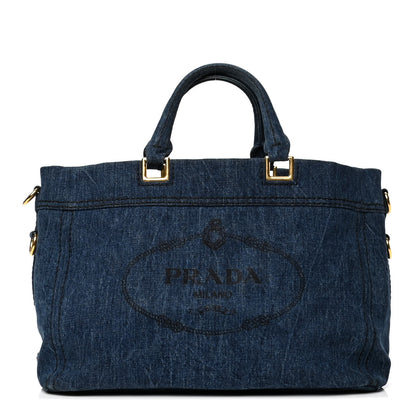Prada Denim Large Logo Shopping Tote 1 of 5