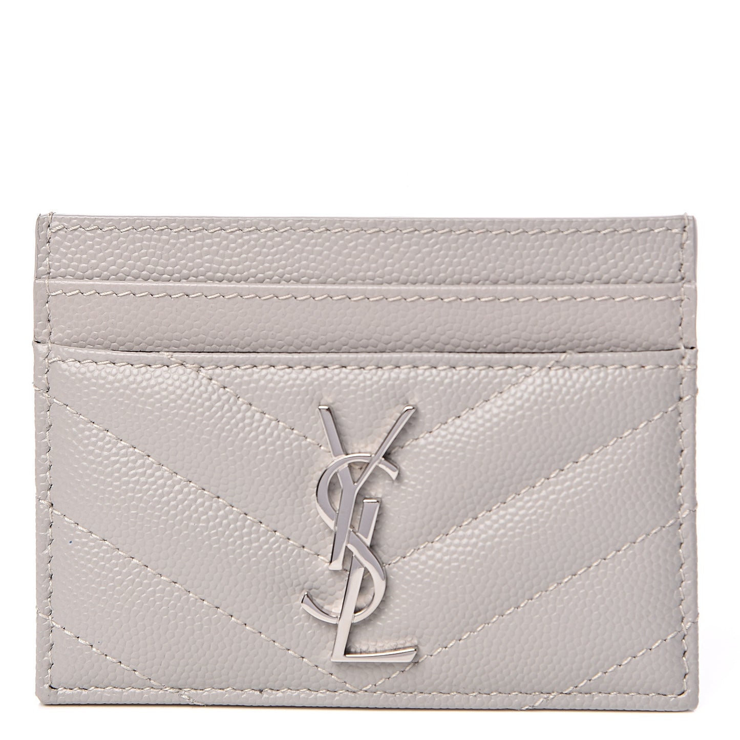 Grain De Poudre Matelasse Chevron Monogram Credit Card Case Granite