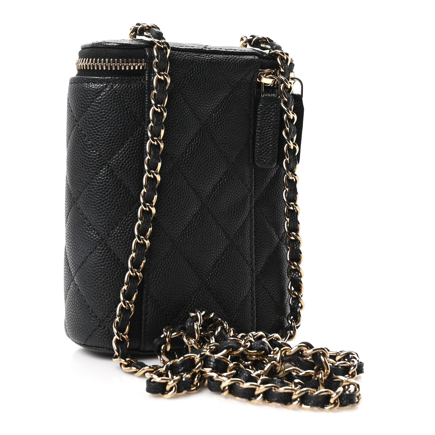 Chanel Caviar Quilted Small Vertical Coco Beauty Vanity Case With Chain Black 3 of 10
