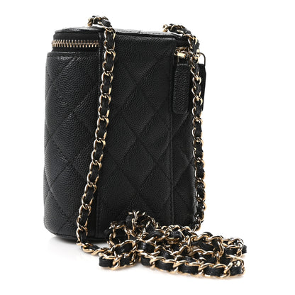 Chanel Caviar Quilted Small Vertical Coco Beauty Vanity Case With Chain Black 3 of 10