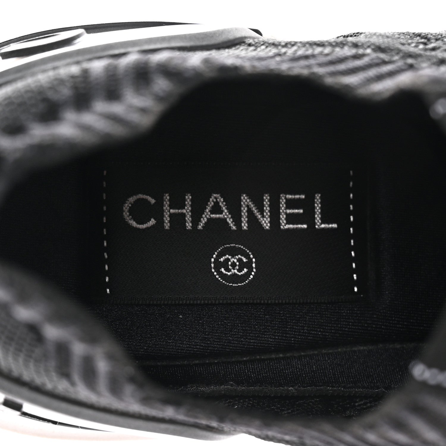 Chanel Fabric Logo Sneakers 36.5 Black 7 of 9