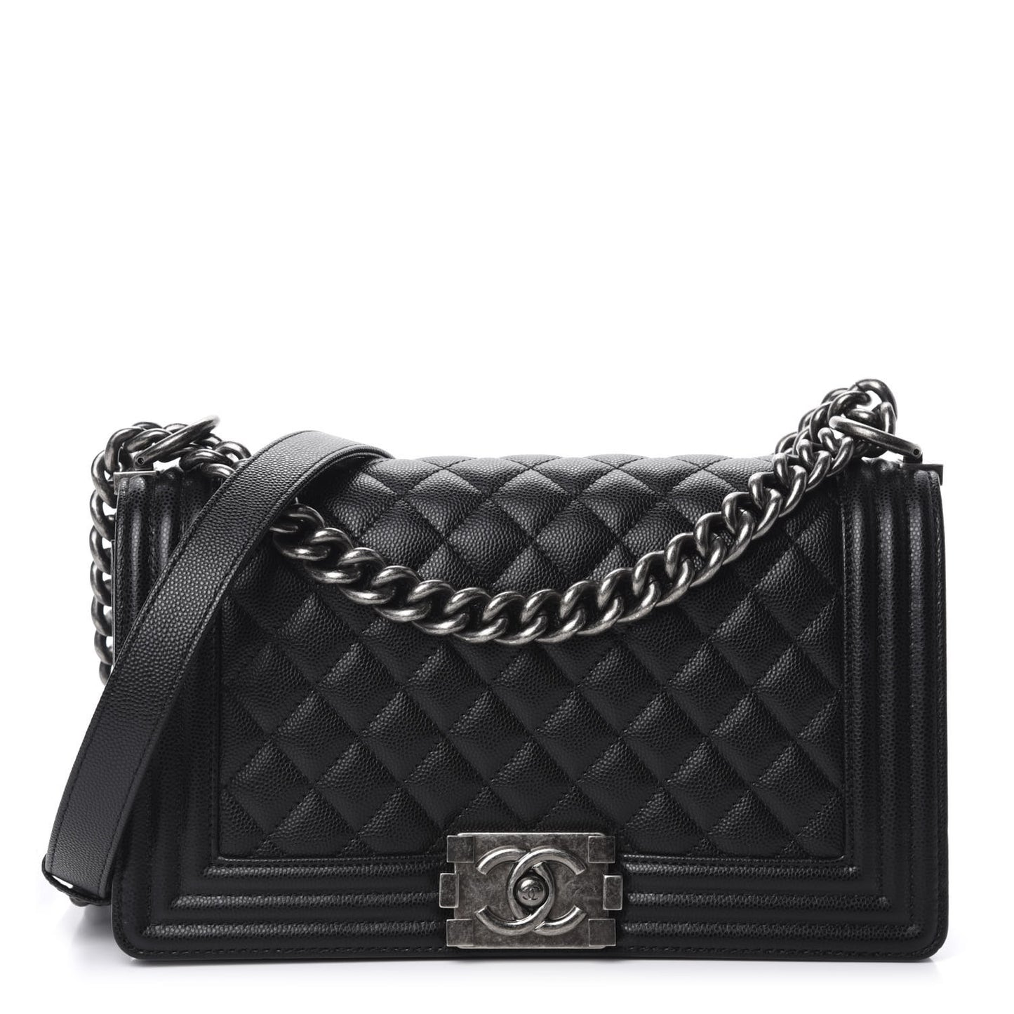 Caviar Quilted Medium Boy Flap Black