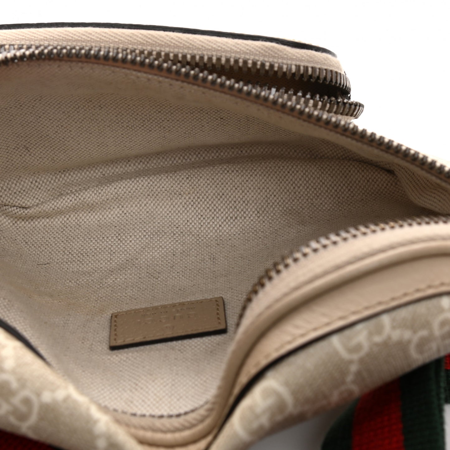 GG Supreme Monogram Textured Calfskin Web Retro Interlocking G Belt Bag Beige Mystic White Oatmeal