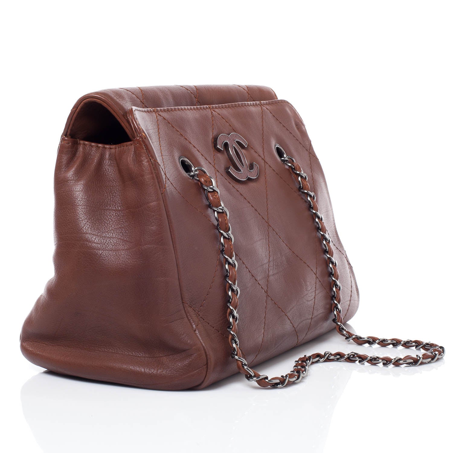 Chanel Calfskin Large Hamptons Shopping Tote Brown 3 of 9