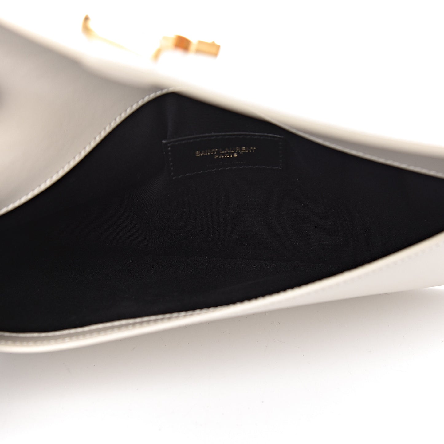 Smooth Shiny Calfskin Medium Uptown Pouch Crema Soft