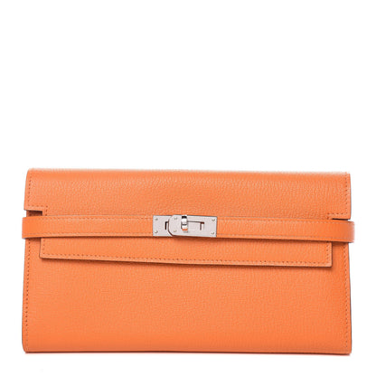 Hermes Chevre Mysore Kelly Longue Wallet Orange 1 of 8