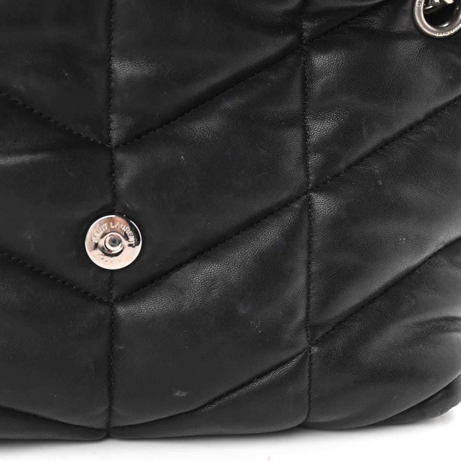Saint Laurent Lambskin Quilted Small Loulou Puffer Monogram Chain Satchel Black 13 of 14