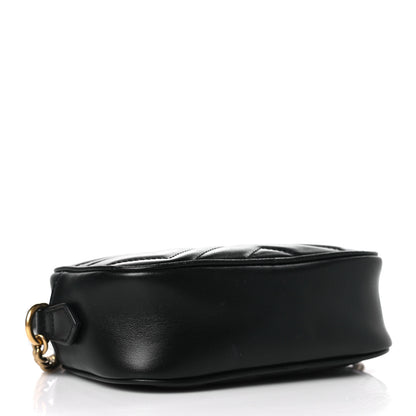 Gucci Calfskin Matelasse Mini GG Marmont Chain Shoulder Bag Black 4 of 9