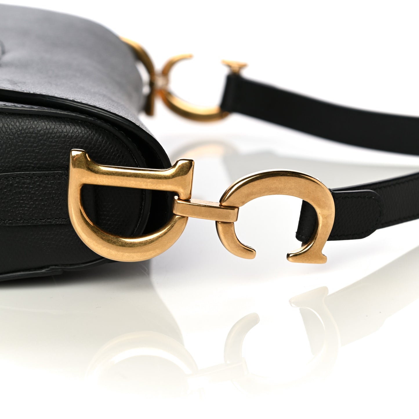 Grained Calfskin Saddle Bag Black