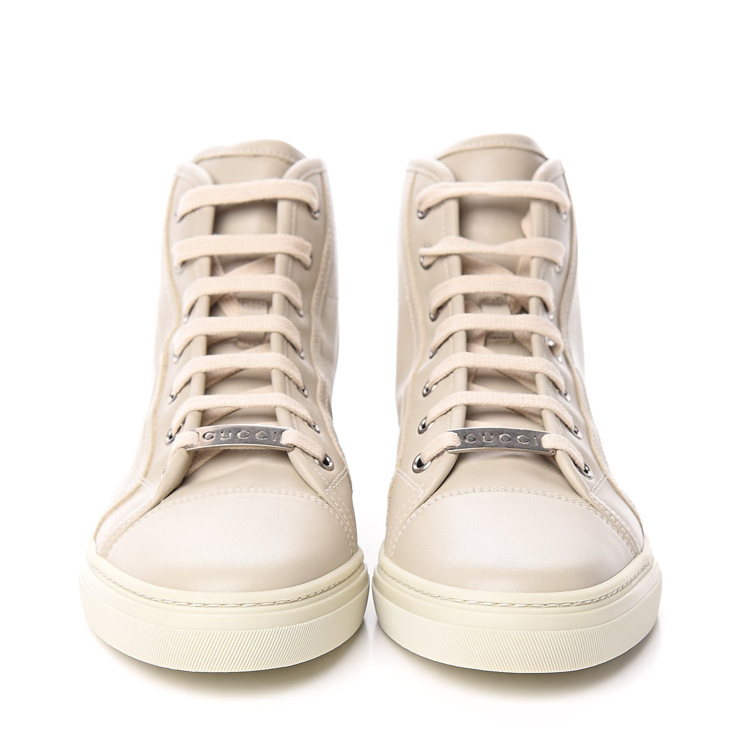 Calfskin Womens High Top Sneakers 37.5 Mystic White