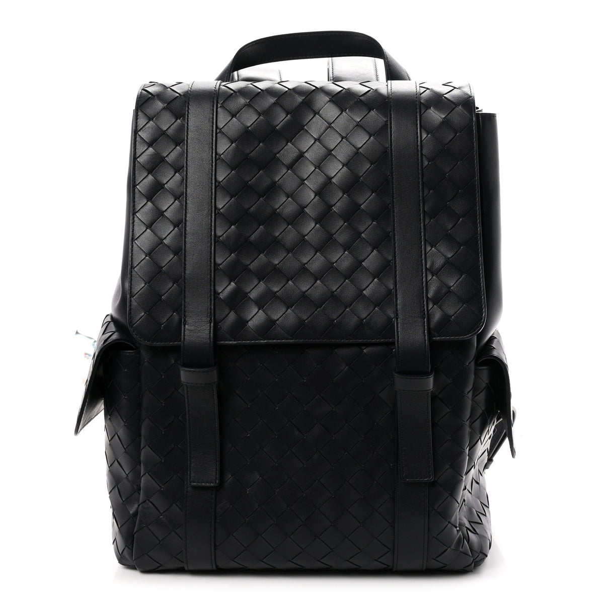 Bottega Veneta Canvas Calfskin Intrecciato Sassolungo Backpack Dark Blue 1 of 9