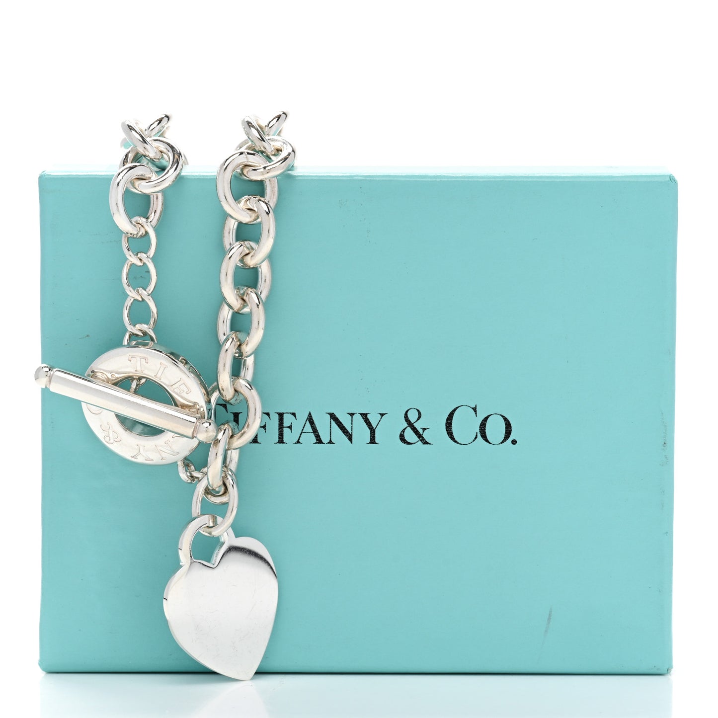 Sterling Silver Heart Tag Toggle Necklace