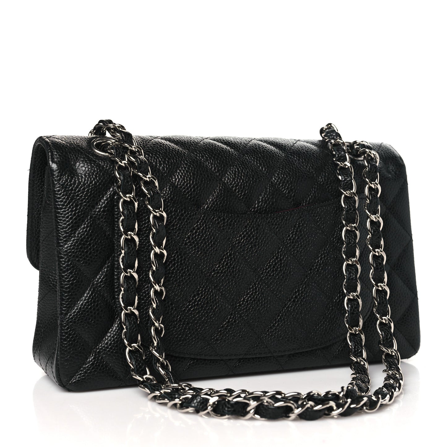 Caviar Quilted Small Double Flap Black