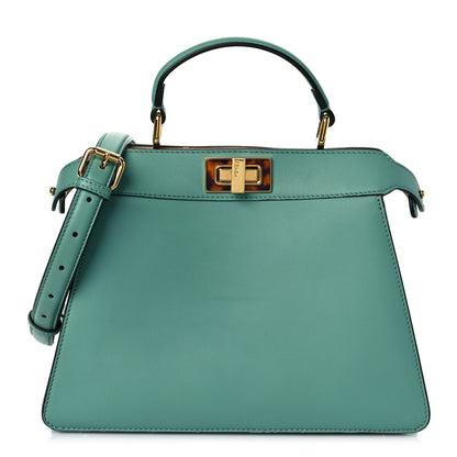 Fendi Vitello Seta Shiny Nappa Plexiglass Small Peekaboo I SEE U Satchel Menta Light Rose 1 of 17