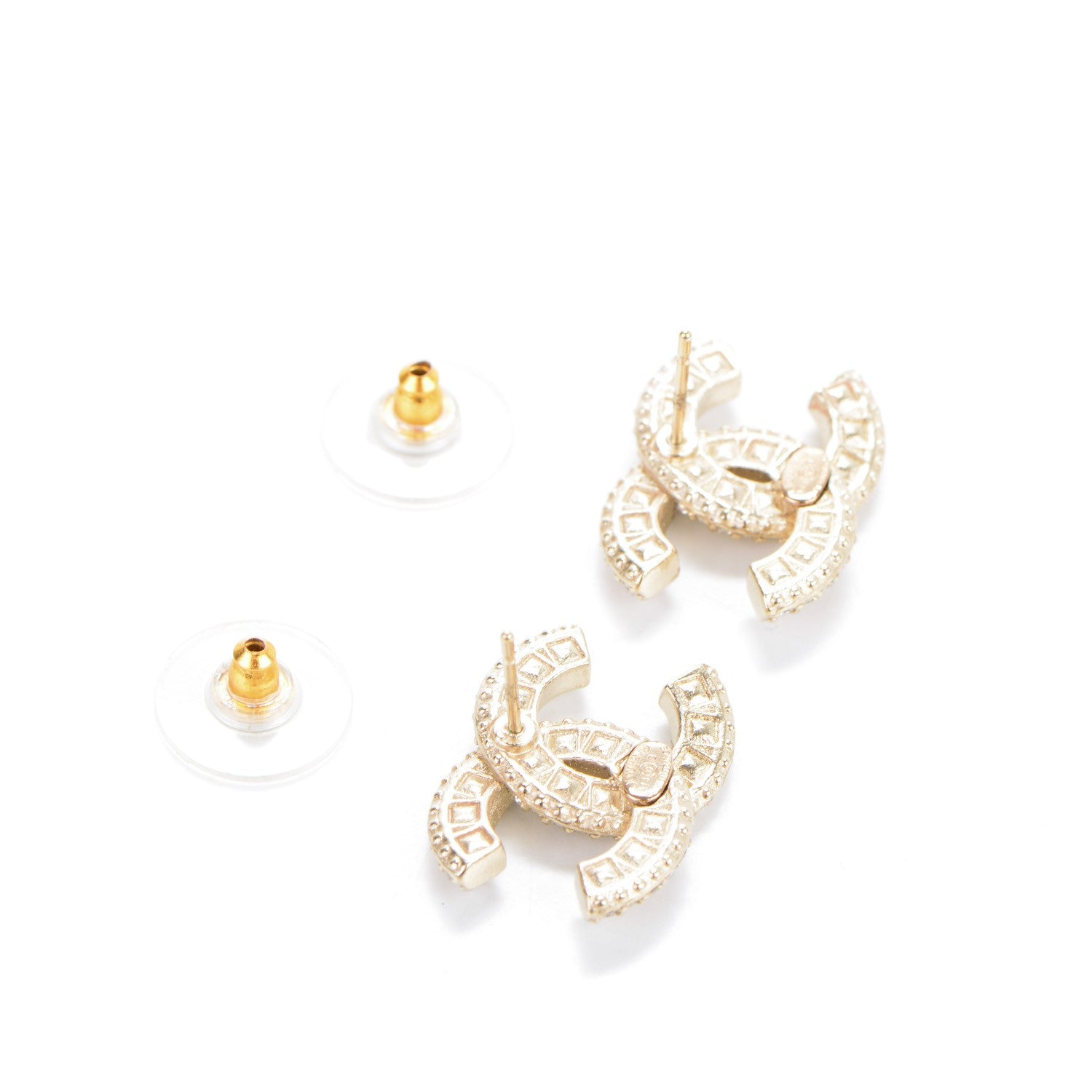 Chanel Crystal CC Earrings Gold 4 of 5