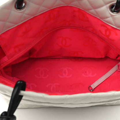 Chanel Calfskin Quilted Large Cambon Tote White Black 4 of 10