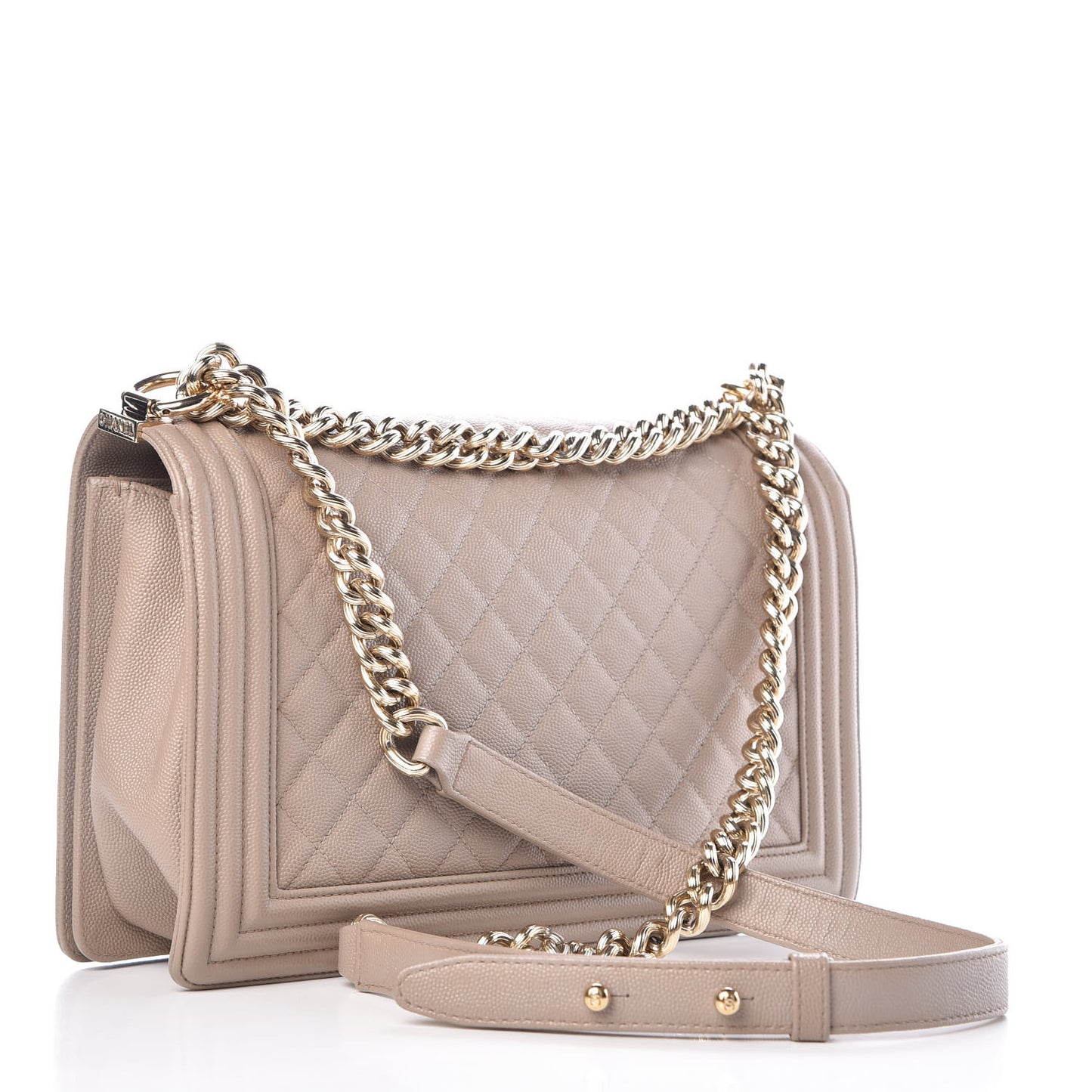 Caviar Quilted New Medium Boy Flap Dark Beige