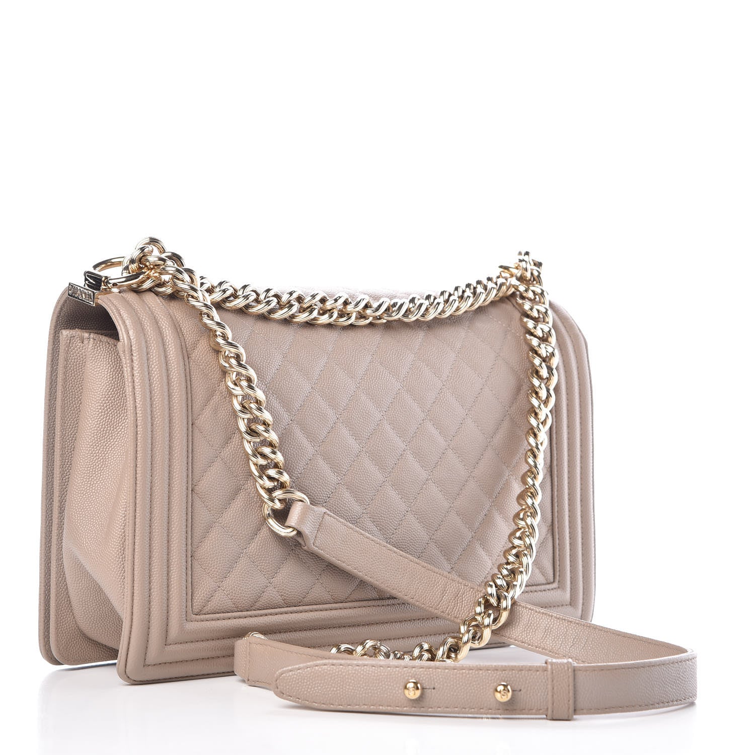 Chanel Caviar Quilted New Medium Boy Flap Dark Beige 3 of 12