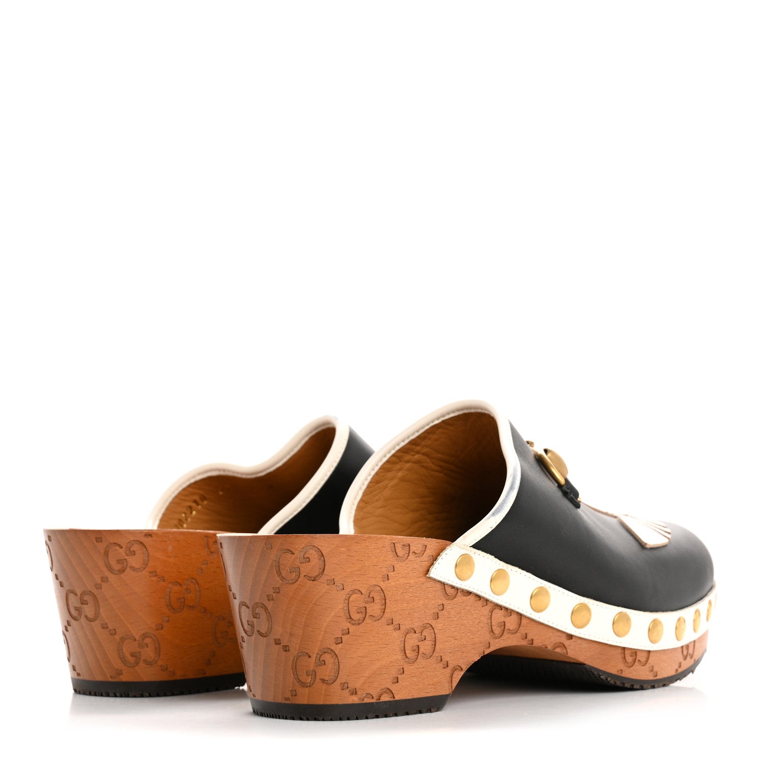 Gucci X ADIDAS Quebec Calfskin Quentin Goatskin Horsebit Trefoil Clog Mules 37 Black Off White 5 of 14