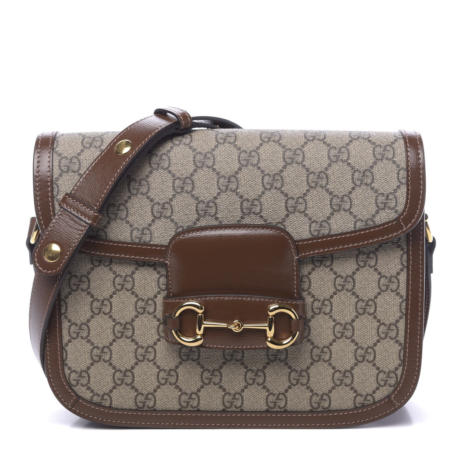 GG Supreme Monogram Horsebit 1955 Shoulder Bag Beige Brown Sugar