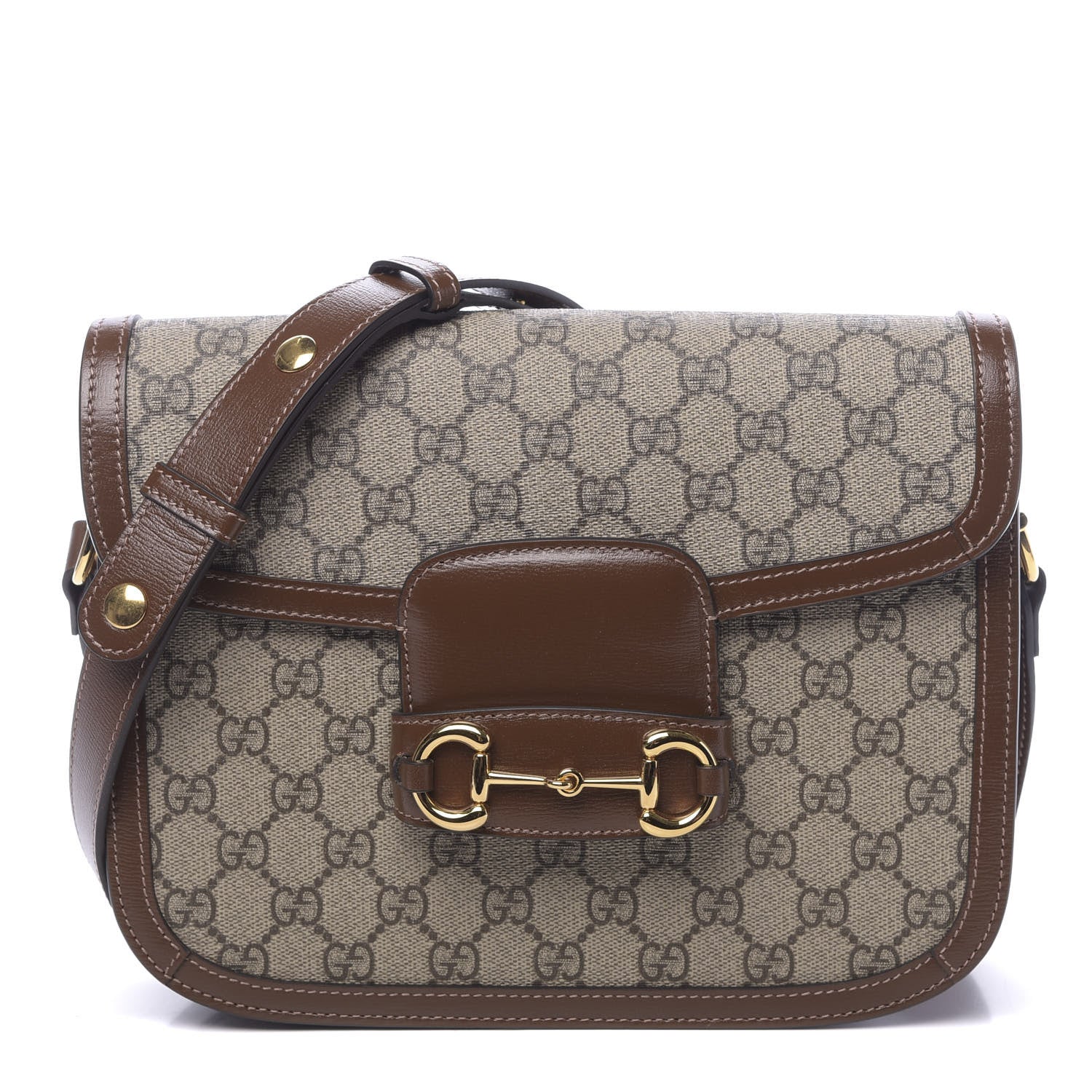 Gucci GG Supreme Monogram Horsebit 1955 Shoulder Bag Beige Brown Sugar 1 of 10