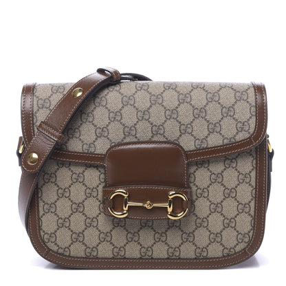 Gucci GG Supreme Monogram Horsebit 1955 Shoulder Bag Beige Brown Sugar 1 of 10