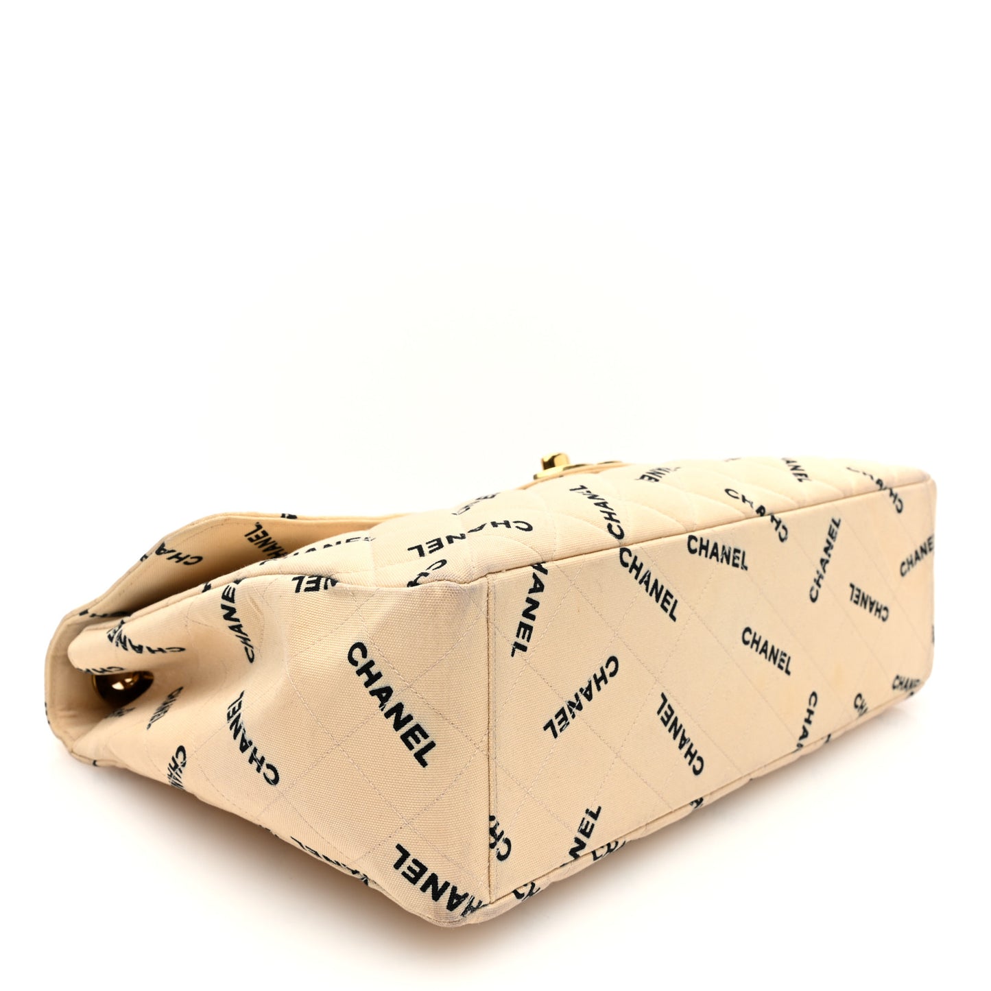 Canvas Quilted XL Jumbo Single Flap Beige