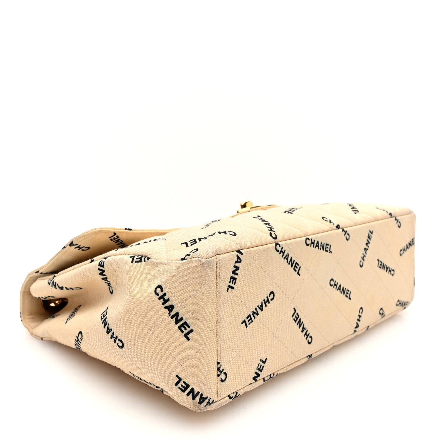 Chanel Canvas Quilted XL Jumbo Single Flap Beige 4 of 11