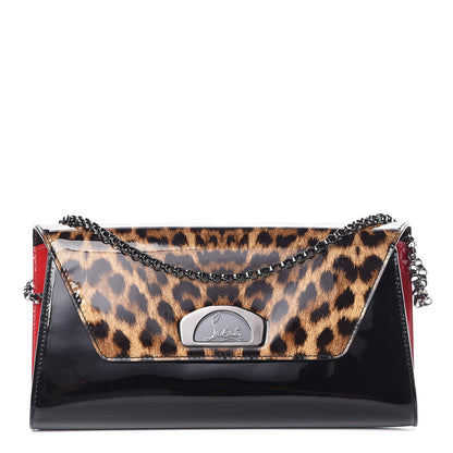 Christian Louboutin Patent Leopard Vero Dodat Clutch Black 1 of 7